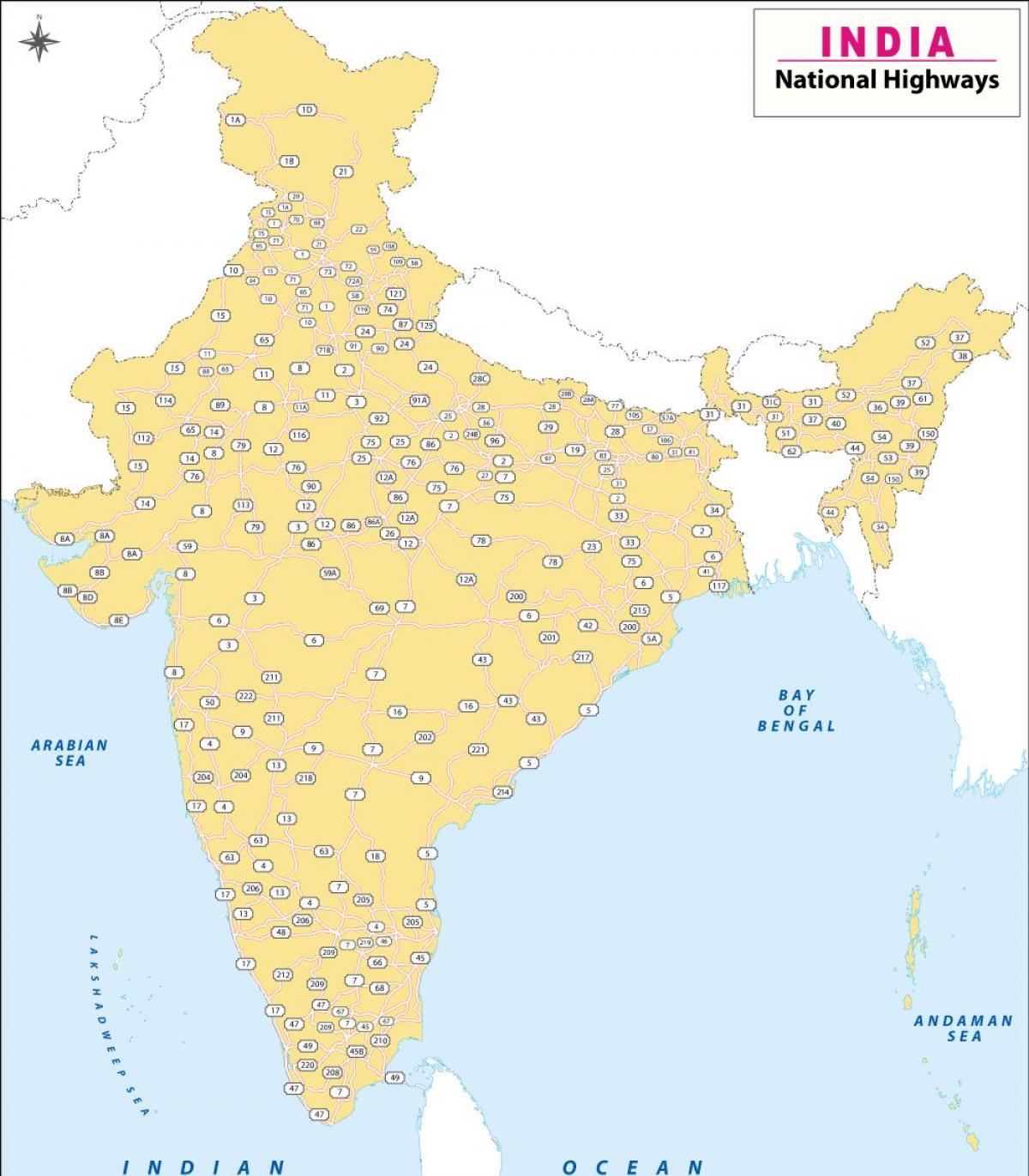 Mapa autostrad Indii