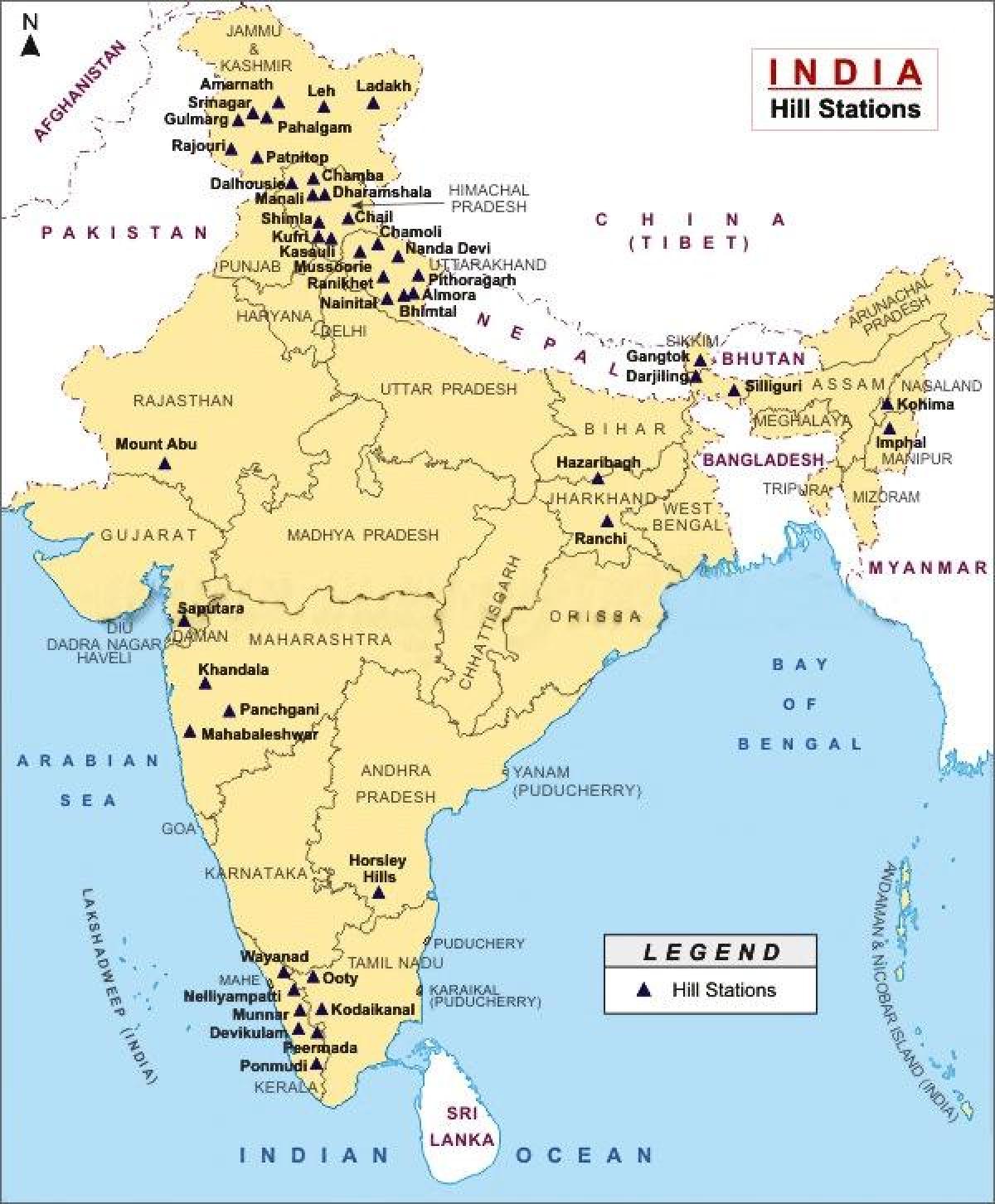 Góry w Indiach mapa