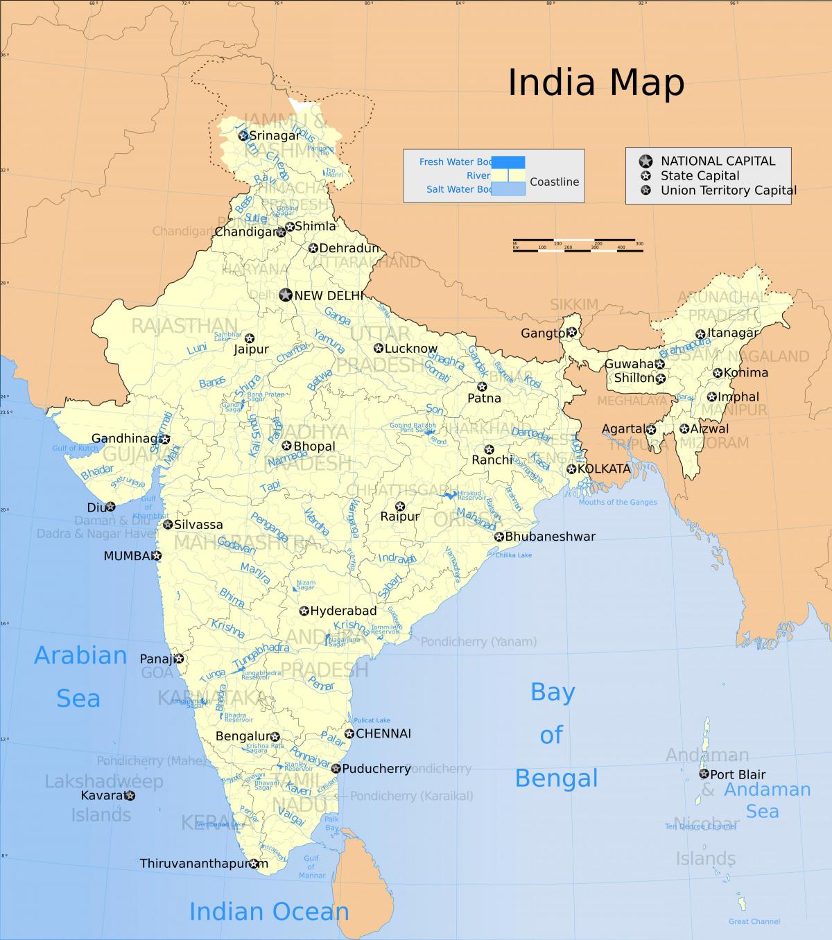 Rzeki na mapie Indii