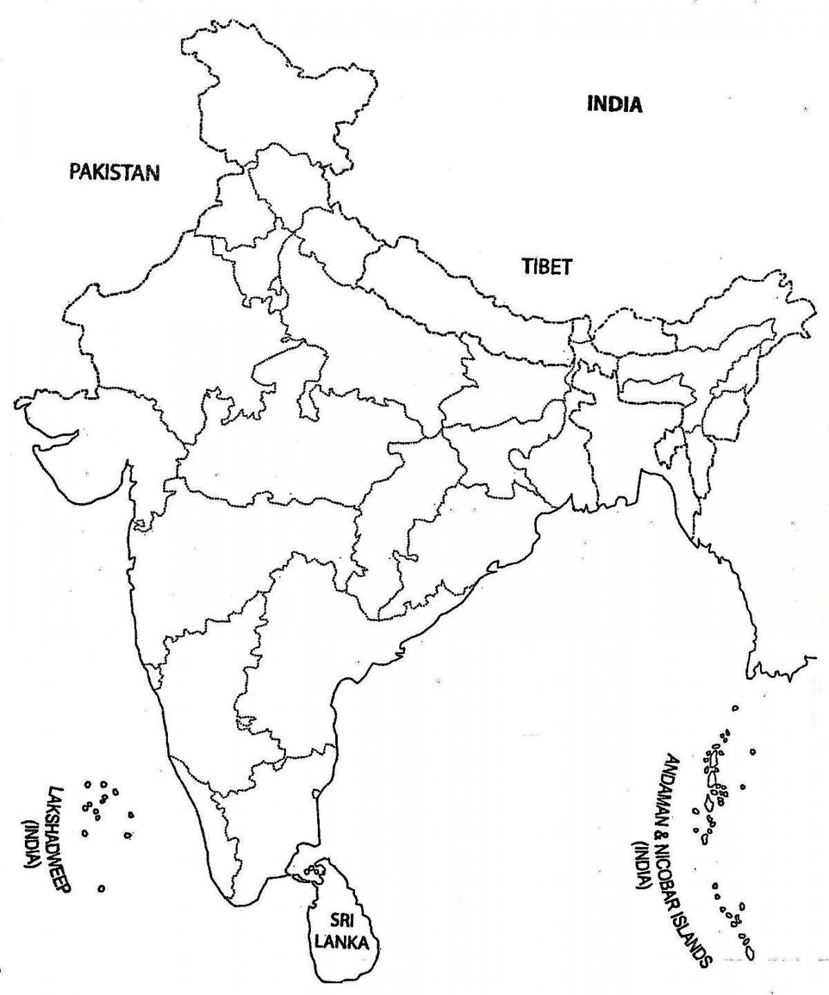 Mapa konturowa Indii