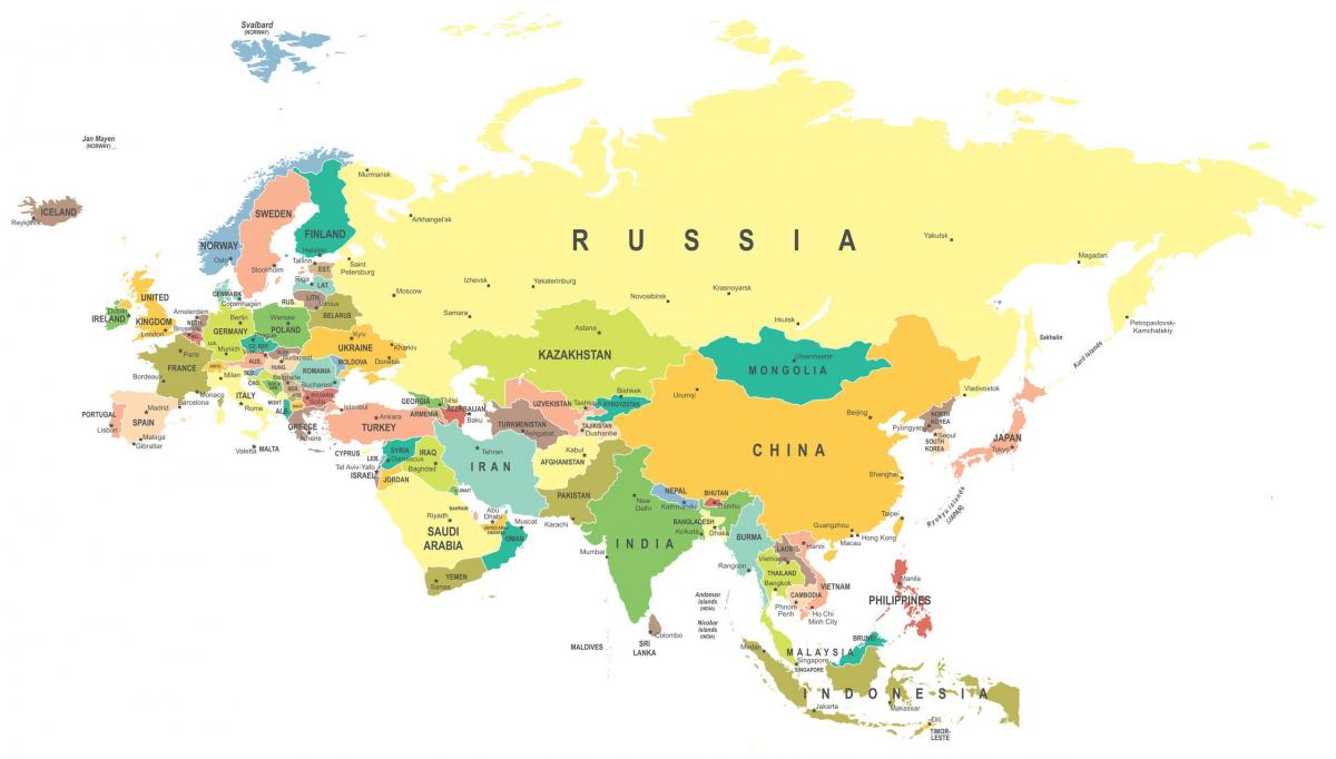 Położenie Indii na mapie Azji