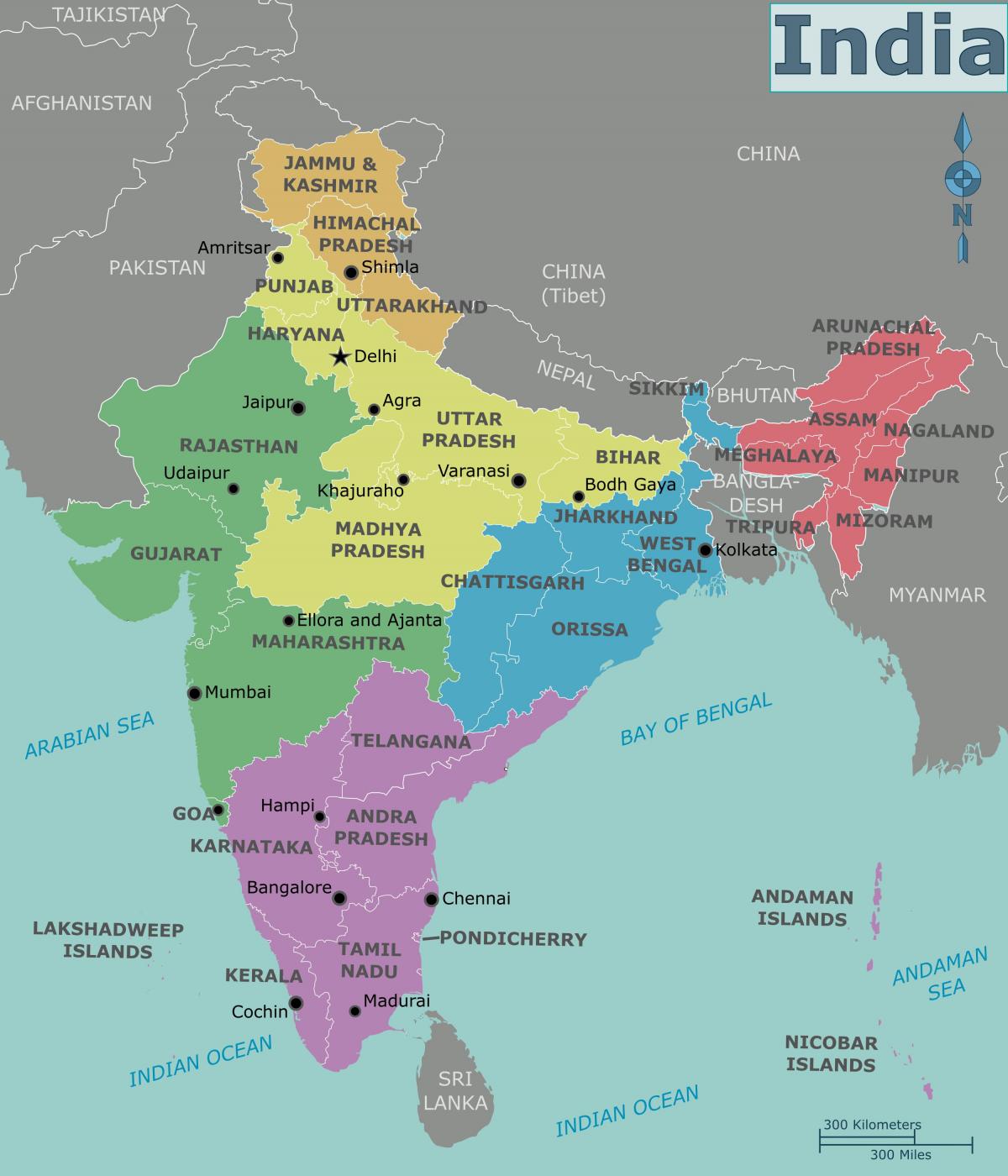 Mapa obszarów Indii