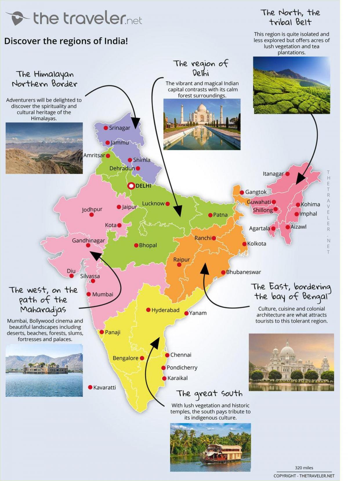 Mapa turystyczna Indii